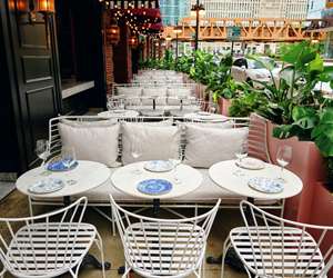 Patio tables set for service