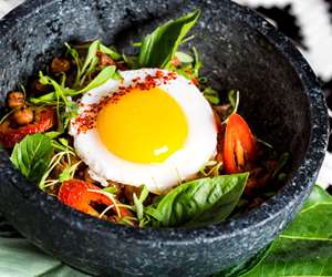 Fried egg topped with tajin